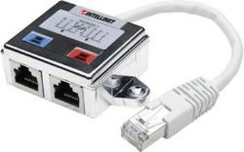 RJ45 síťový adaptér Intellinet 504195 CAT 5, [1x RJ45 zástrčka - 2x RJ45 zásuvka], stříbrná, bílá