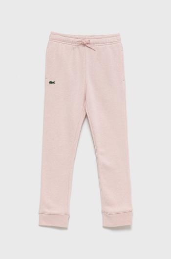 Kalhoty Lacoste XJ9476 růžová barva, hladké