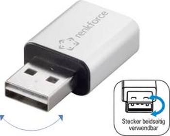 Adaptér USB 2.0 Renkforce [1x USB 2.0 zástrčka A - 1x USB 2.0 zásuvka A] stříbrná oboustranně zapojitelná zástrčka, hliníková zástrčka