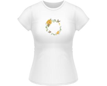 Dámské tričko Classic Květinový rámeček s motýly