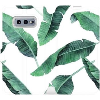 Flipové pouzdro na mobil Samsung Galaxy S10e - MG06P Zelené listy na bílém pozadí (5903226814541)