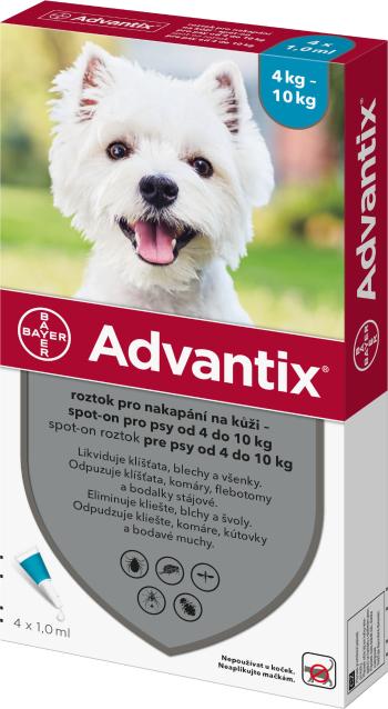 Advantix pro psy spot-on od 4 do 10 kg 4 x 1 ml