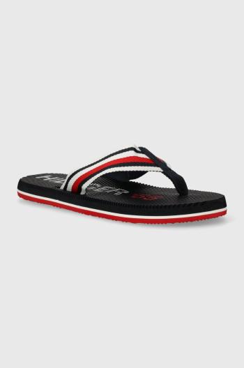 Žabky Tommy Hilfiger MASSAGE FOOTBED OLY BEACH SANDAL pánské, tmavomodrá barva, FM0FM05025