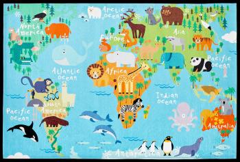 Obsession koberce Dětský kusový koberec Torino kids 233 WORLD MAP - 120x170 cm Vícebarevná