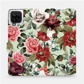 Flipové pouzdro na mobil Samsung Galaxy A12 - MD06P Růže a květy na světle zeleném pozadí (5903516612987)