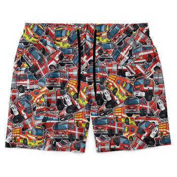 Pánské plavky short – Hasičské vozy (Velikost: 3XL)