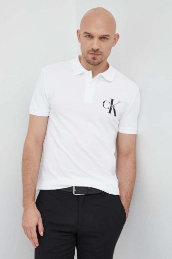 Polo tričko Calvin Klein Jeans béžová barva, s potiskem