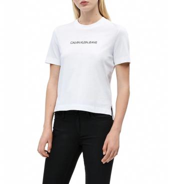 Calvin Klein Calvin Klein dámské bílé tričko s nápisem SHRUNKEN INSTITUTIONAL LOGO TEE