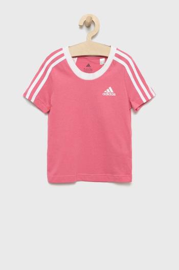 Dětské bavlněné tričko adidas Performance HC0087 růžová barva
