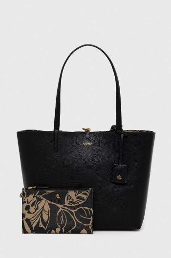 Oboustranná kabelka Lauren Ralph Lauren černá barva