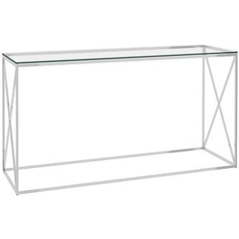 Odkládací stolek stříbrný 140 × 40 × 78 cm nerezová ocel a sklo (289019)