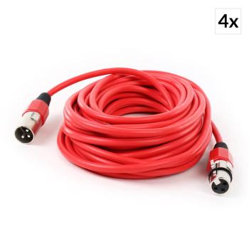 FrontStage 4x XLR-kabel samec k samici, červený, 10m