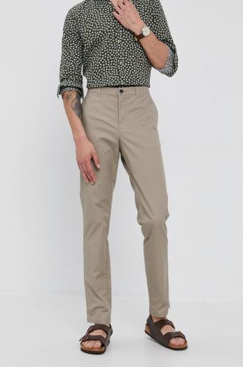 Kalhoty Sisley pánské, béžová barva, ve střihu chinos