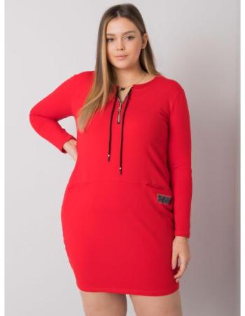 Dámské šaty s kapsami plus size ALESSIA červené  