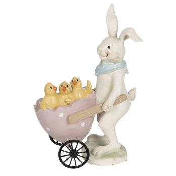 Dekorace králík s vozíkem a kuřátky - 11*6*15 cm 6PR3193