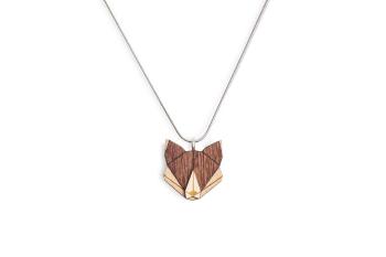 Dřevěný přívěsek BeWooden Fox Pendant na krk s řetízkem zdarma