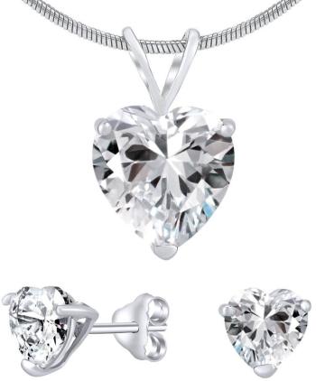 Silvego Stříbrný set šperků s čirým křišťálem JJJHEART01 (náušnice, přívěsek)