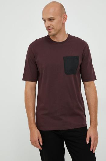 Bavlněné tričko Sisley vínová barva