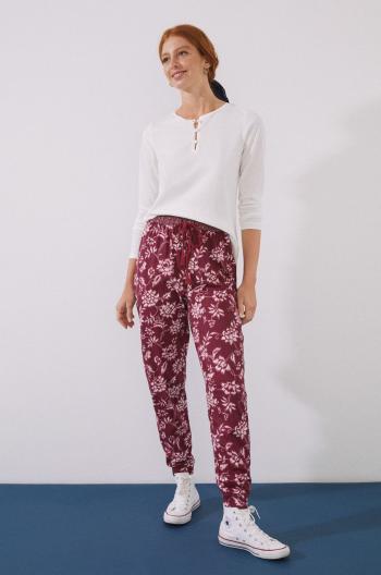 Bavlněné pyžamové kalhoty women'secret Mix & Match vínová barva, bavlněná