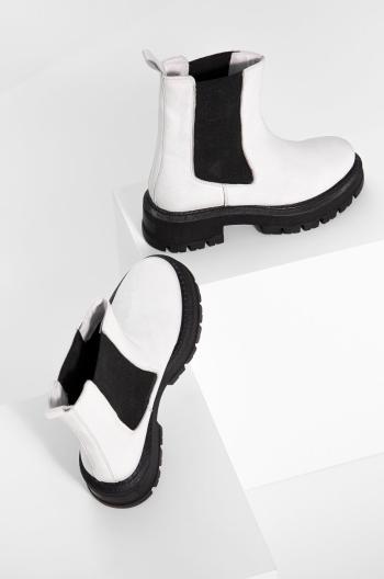 Kožené kotníkové boty Answear Lab dámské, bílá barva, na platformě