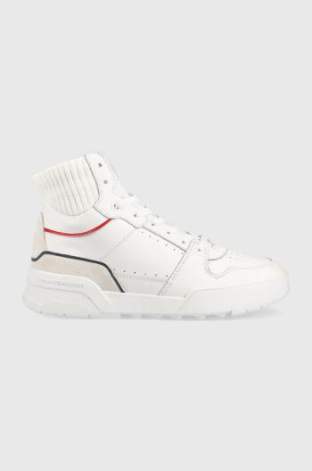 Kožené sneakers boty Tommy Hilfiger High Cut Basket , bílá barva