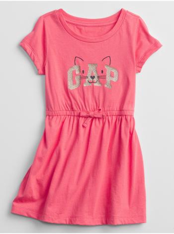 Růžové holčičí dětské šaty GAP Logo cat knit dress