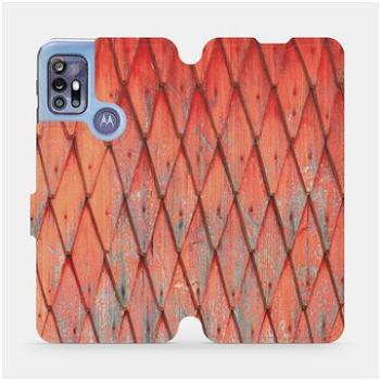 Flipové pouzdro na mobil Motorola Moto G30 - MK01S Oranžový vzor dřeva (5903516687534)