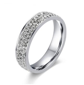 Ziskoun Dámský prsten z chirurgické oceli se zirkony- stříbrná elegance SR000021 Velikost: 8