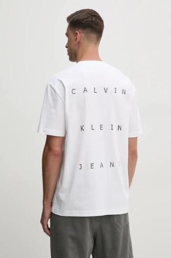 Bavlněné tričko Calvin Klein Jeans bílá barva, s potiskem, J30J327316