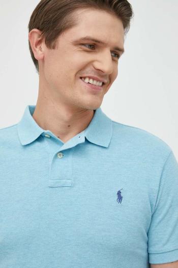 Bavlněné polo tričko Polo Ralph Lauren modrá barva