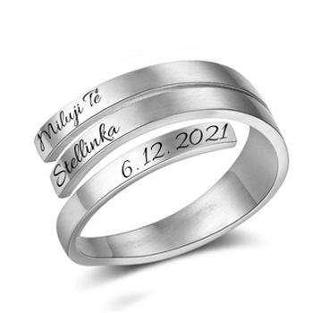 Spikes USA Ocelový prsten s možností rytiny - velikost universální - OPR1903-ST