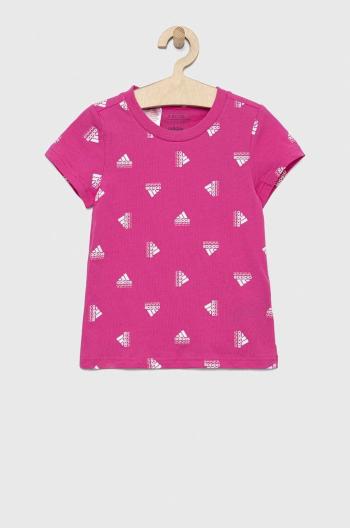 Dětské bavlněné tričko adidas G BLUV fialová barva