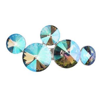 Brož bižuterie se Swarovski krystaly zelená fialová kulatá 58001.5, paradise, shine