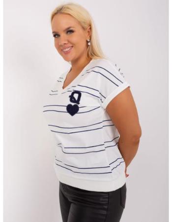 Dámská halenka s výstřihem plus size TRIA ecru-blue  