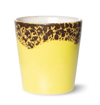 Žluto-hnědý retro hrnek na kávu Coffee 70s Solar - Ø7,5*8cm / 180ml  ACE7128