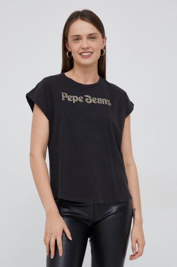 Bavlněné tričko Pepe Jeans černá barva