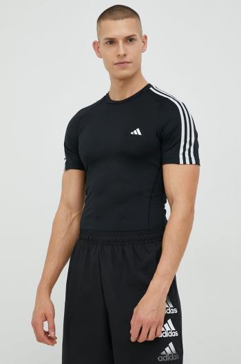 Tréninkové tričko adidas Performance Techfit 3-stripes černá barva, s aplikací