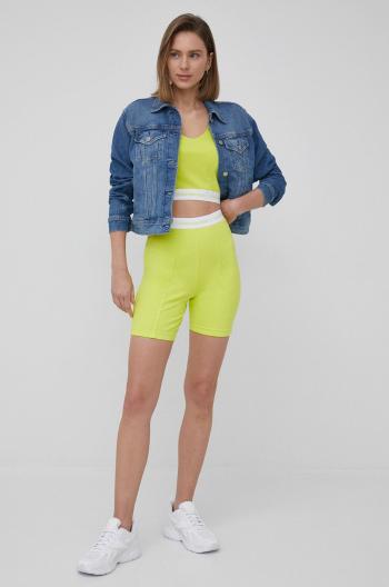 Kraťasy Calvin Klein Jeans dámské, žlutá barva, hladké, high waist