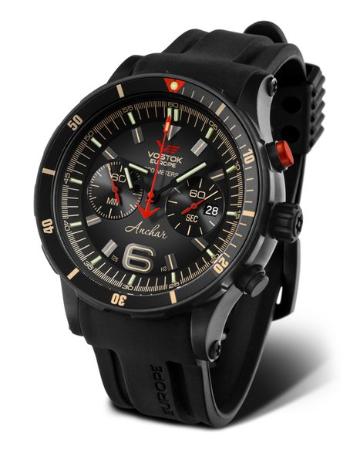 Vostok Europe Anchar Submarine Chrono Line 6S21/510C582 - Černý silikonový řemínek