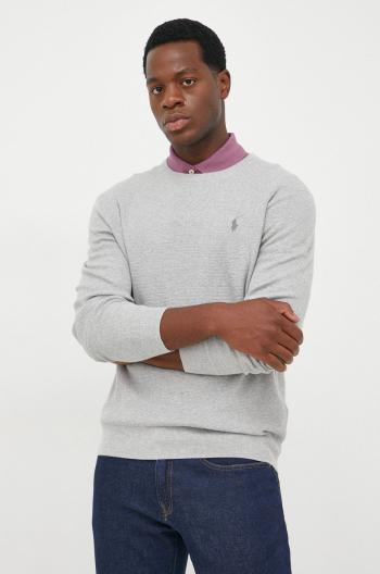 Bavlněný svetr Polo Ralph Lauren pánský, šedá barva, lehký