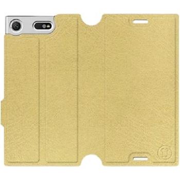 Flip pouzdro na mobil Sony Xperia XZ1 Compact v provedení  Gold&Gray s šedým vnitřkem (5903226014750)