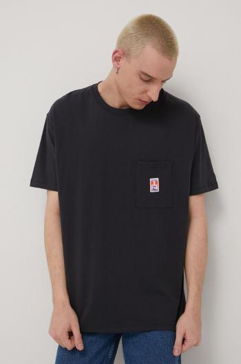 Bavlněné tričko Wrangler černá barva, hladký