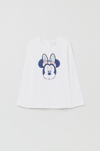 Dětské tričko s dlouhým rukávem OVS X Disney bílá barva