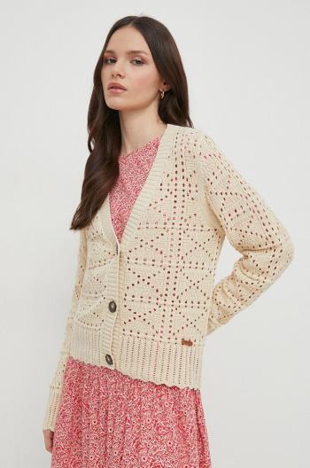 Kardigan Pepe Jeans GRACE CARDIGAN dámský, béžová barva, lehký, PL702102