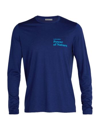 pánské merino triko dlouhý rukáv ICEBREAKER Mens Tech Lite II LS Tee Power of Nature, Royal Navy velikost: M