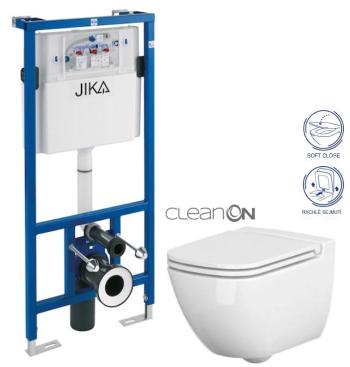 předstěnový instalační systém bez tlačítka + WC CERSANIT CLEANON CASPIA + SEDÁTKO H895652 X CP1