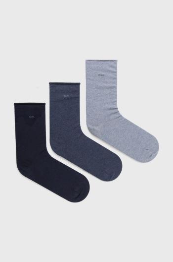 Ponožky Calvin Klein (3-pak) dámské, modrá barva