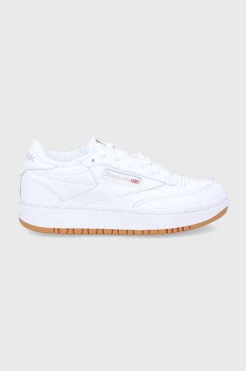 Kožené boty Reebok Classic Club C Double FV5658 bílá barva, na plochém podpatku