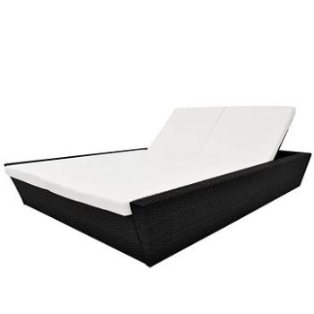 Zahradní postel s poduškou polyratan černá (42903)
