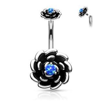 Šperky4U Piercing do pupíku Antique Rose, modrý opál - WP0043-B
